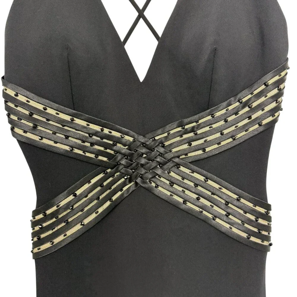 Morrell Maxie Women's Spaghetti Strap Black Maxi Prom Dress Size 4 - Picture 5 of 10